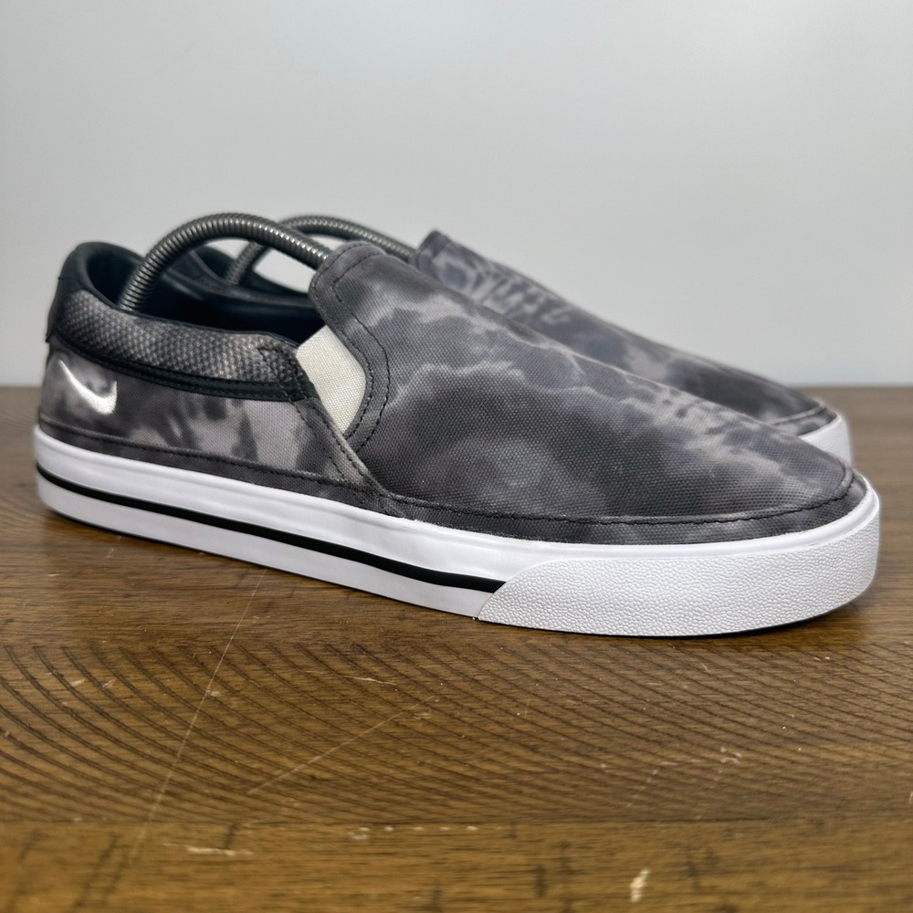 Nike Court Legacy Print Slip On Mens 10 Gray Tie Dye Canvas DH1439-900 Sneakers